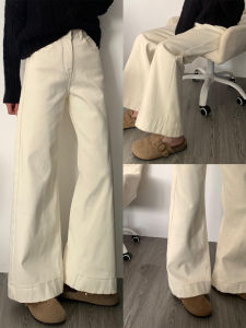 Light Khaki Wide Leg Jeans Loose Fitting