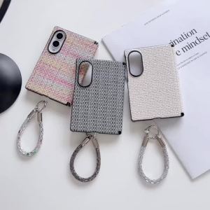 szhaiyu | For Samsung Galaxy Z Fold 8 Ultra Fold 8 7 6 5 Shockproof Luxury Woven Pattern Case With Wrist Strap With Hinge Protect Cover