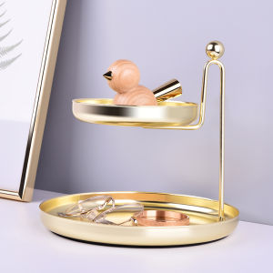 Nordic Style Gold Double Layer Jewelry Storage Rack Living Room Cosmetic Makeup Desk Entray Organizer Iron Material Handmade