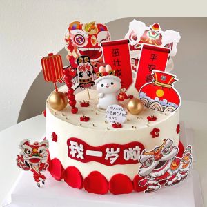 National Trendy Style Lion Dance Bugs Bunny Birthday Party Cake Decorative Ornaments Boys and Girls Full Moon 100 Days Birthday Birthday Party Birthday Cake