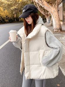 Womens down Cotton Vest 2025 Winter New Loose Thickened Sleeveless Bread Coat Outerwear Zipper Closure Polyester Fiber