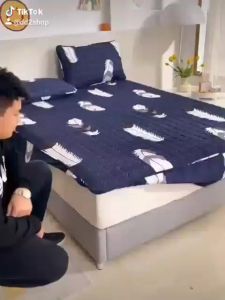 ผ้าปูรองที่นอนกันเปื้อนเนื้อนาโน ขนาด 6 ฟุต *ผ้ากำมะหยี่ รุ่นหุ้มขอบ หนานุ่ม