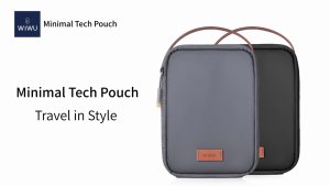 WiWU Minimalist Tech Travel Pouch Water Resistant Organizer Gadget Digital Storage Bag with Detachable Hook