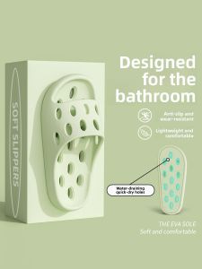 MONLEYTA | Non-Slip Bathroom Slippers Mens Bath Special Anti-Odor Hollow Quick Dry Leaky Silent Thick Bottom No Smelly Feet Indoor Slippers