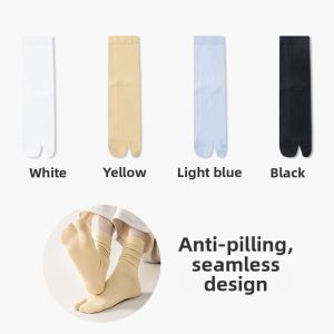 Miiow | Womens Pure Color Socks With Thumb Breathable Mid-Calf Cotton Toe Separating Socks Fashionable Short Socks For Autumn