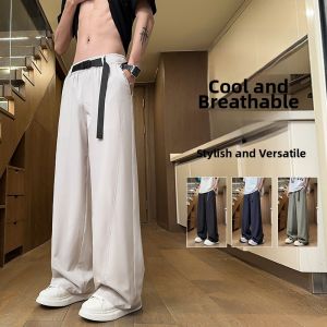 Ice Silk Quick Dry Mens Summer Trousers Cooling Casual