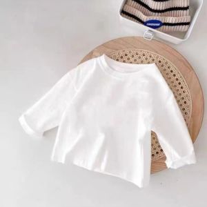Pure Cotton Kids Boys and Girls Long Sleeve T-Shirt Bottoming Shirt 2024 Spring & Fall New Arrival Baby Baby Leisure Inner Wear Blouse