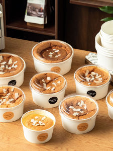 High Temperature Resistant Chiffon Cake Mix Disposable Paper Bowl 4/5/6 Inch Baking Pastry Packaging Box Paper Mold