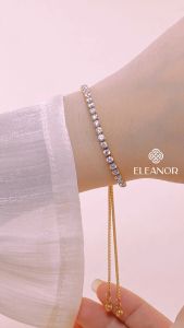 Vòng tay nữ dây rút titan Eleanor Accessories lắc tay đính đá basic mặt khắc chữ love dream phụ kiện trang sức 7319
