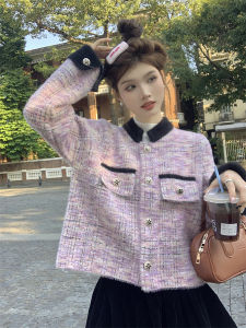 Color Block Long Sleeve Jacket Womens Spring Autumn New Style Beautiful Elegant Loose Super Good Looking Design Sense Top