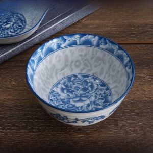 Creative Japanese Style Ceramic Dining Set Underglaze Blue Porcelain 5 Inch Rice Bowl Salad Plate Soup Bowl Fish Plate