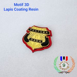 Pin Satpam Gada Pratama Akrilik Motif 3D Lapisan Resin