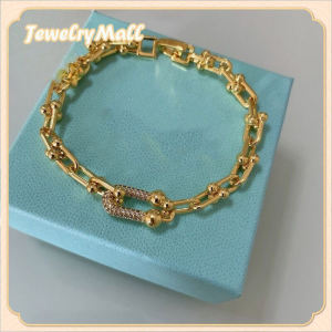 100% Original 18k Legally Pawned Saudi Gold Aesthetics zircon U-shaped paper clip bracelet for women gift