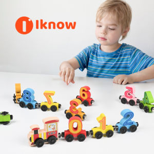 Small Trains & Magnetic Wooden Puzzle Blocks: Early Education Toys for Infants & Young Children