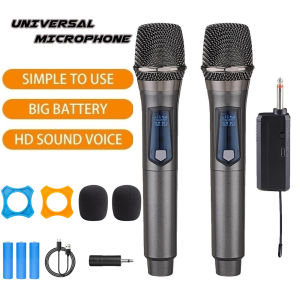 Kebidumei | Wireless Microphone 2 Channels UHF Professional Handheld Mic Micphone For Party Karaoke Professional Church Show Meeting