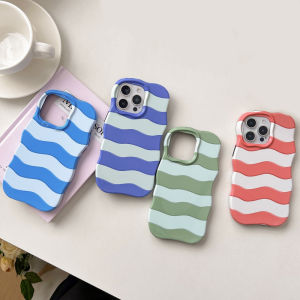 Colorful Wavy Stripes 2 in 1 TPU+PC Hard Phone Case for iPhone 13 14 15 16 Pro Max Wave Edges Comfortable Touch Shockproof Cover