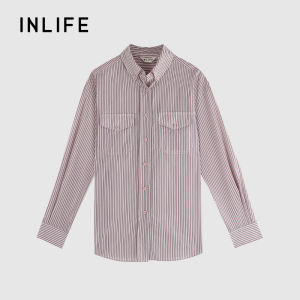 INLIFE | French Style Pink Striped Long Sleeve Loose Fashionable Shirt