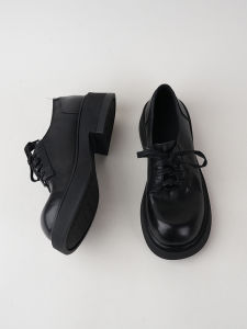 British Style round Toe Deep Mouth Single Shoes Womens Fashion Thick Bottom Leather Shoes Comfortable Casual Footwear