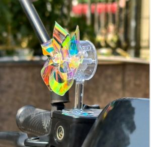 Colorful Wind Powered Handlebar Windmill - Rotating Self-Adhesive Motorcycle Car Bicycle Helmet Decoration Toy