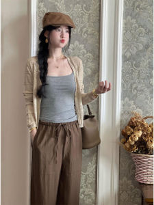 YUEZHONGWEI | Gray U-neck Strap Vest Women Summer Outdoor Wear Slimming Short Sleeveless Inner Wear Top Fashionable Commute Style Casual Scene