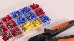 SN-02C Crimping Tool AWG22-13 Ratcheting Wire Crimper for Insulated Connectors - Butt Ring Spade Cable Lugs Assortment Kit