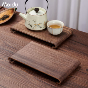 Small Size Walnut Wood Dry Pounding Platform Integrated Tea Pet Tray Base Flower Vase Base Tea Set Accessories Rectangular Shape