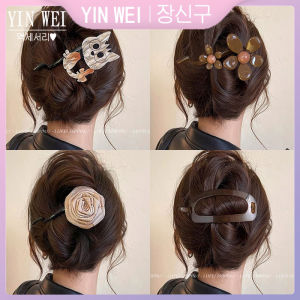 YIN WEI Retro flower pearl one word clip grasp clip female senior sense twist twist hairpin shark clip headdress