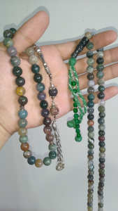 Tasbih Akik Hijau Forest 8mm/10mm original Mesir (Forest Green Agate Stone Beads)
