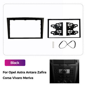 2 DIN Car Frame for Opel Astra H G J Vectra Vauxhall Antara Zafira B Corsa C D Vivaro Meriva Veda Black/Gray Radio Dashboard Kit