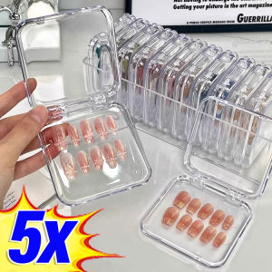 YESPERY 1/5Pcs Plastic False Nail Tips Case Nail Art Display Stand Wearable Nail Organizer Fake Press On Nail Packing Box Jewelry Storage Boxes