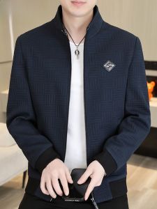 HENGYUANXIANG | แจ็คเก็ตคอตั้งลายสก็อตสุดเท่สำหรับผู้ชาย เสื้อคลุมกันหนาวแบบลำลอง ทรงหลวม แขนยาว ปกติ แจ็คเก็ตฤดูใบไม้ผลิและฤดูใบไม้ร่วง