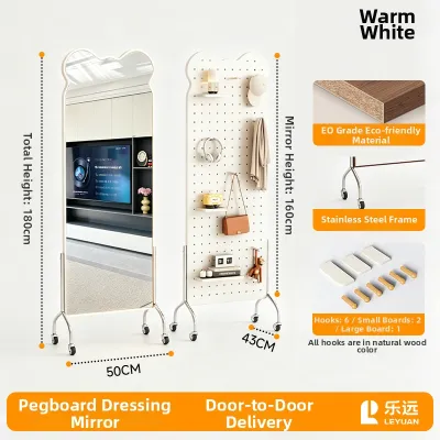 Portable Full-body Dressing Mirror and Clothes Rack