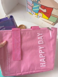 🍓Strawberry.thai🍓 กระเป๋าเก็บอุณหภูมิ อาหารกลางวัน กระเป๋าใส่กล่องข้าว เก็บความร้อน/เย็น กันน้ำ สีพาลเทล