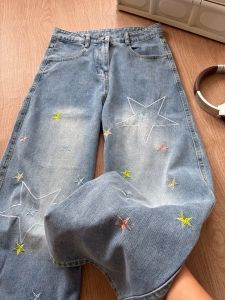 กางเกงยีนส์ทรงหลวมสไตล์ย้อนยุคสไตล์อเมริกันสำหรับผู้ชายและผู้หญิง ทรงหลวม ทรงตรง กางเกงขายาวทรงตรง ทรงหลวม ทรงตรง