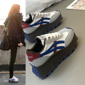 Jinjiang Fujian Womens Shoes 2025 New Style Para Thick Bottom Dad Sports Casual Shoes Hong Kong Style round Toe Fabric Lining