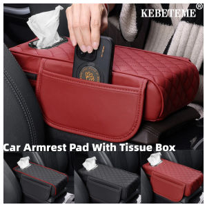 Kebememe hộp giữa xe ô tô Đệm gối với hộp đựng khăn giấy túi lưu trữ da PU đa năng đệm kê tay xe di động Tấm bọc kê tay chiều cao Pad