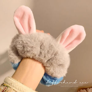 ยางรัดผมหูกระต่ายน่ารักสุดๆ หูกระต่ายน่ารักจากอนิเมะเมืองสัตว์ที่คลั่งไคล้ หางกระต่ายแบบใหม่ อุปกรณ์ตกแต่งผมดีไซน์เก๋ไก๋และน่ารัก