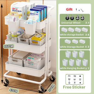 LIKHA Storage trolley movable multi-layer kitchen and bathroom storage floor-standing storage rack indoor trolley snack storage