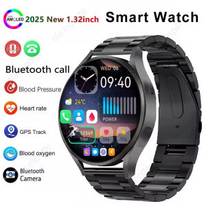 New Smart Watch 1.32 inch HD AMOLED Screen Bluetooth Call Health Monitoring Alarm Clock Fashion Watch Men Women For Android IOS