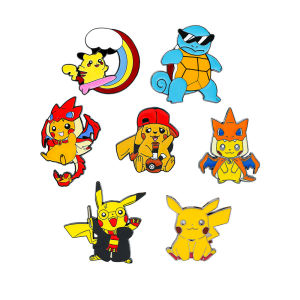 Bandai | Bộ 7 Ghim Cài Áo Pokémon Bằng Men - Pikachu Squirtle Charmander Huy Hiệu Kim Loại Hoạt Hình Dành Cho Quần Áo & Phụ Kiện Ba Lô