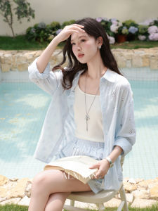 Bộ Hai Món Áo Thun & Quần Short Nữ Thường Ngày Lanyu Weifeng Blue