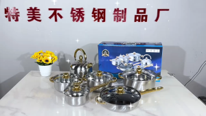 Stainless Steel Pot Uncoated Cookware Set Suitable for All Stoves c/w Visible Tempered Glass Lid