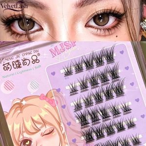 VelvetLash【Local Stock】6Row Fox Eye DIY False Eyelashes Natural Lash Clusters Swollen Eyes Friendly Travel Size