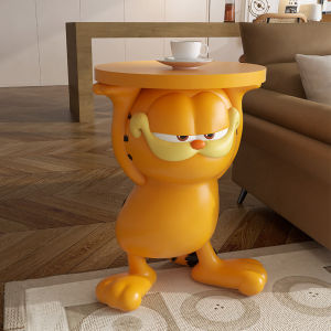 Furniture Resin Art Style Movable Living Room Corner Table Cat Decoration Items No Assembly Required Creamy Style Coffee Table