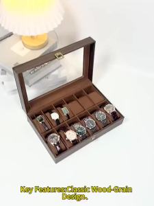 VANSIHO 3/6/10/12 Slots Brown Retro Style High-End PU Leather Watch Box Exquisite Box For Watch Display With Lock Watch Case