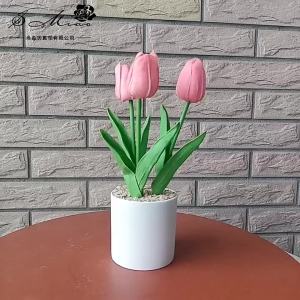 PU Tactile Tulip Flower Simulation Bonsai Home Decoration Wedding Set Props Artificial Flower