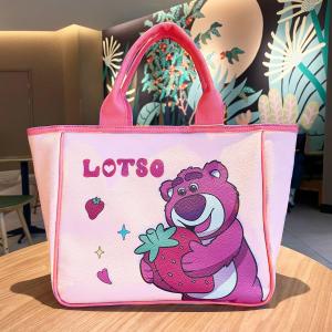 Sanrio Large Capacity Purple Kawaii Bucket Bag Student Handbag Big Ear Dog Carrier Soft Polyester Shoulder Bag Geometric Pattern