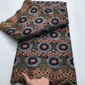 2025 Nigerian Lace Fabric High Quality Embroidered Cotton 5 Yards African Cotton Lace Fabric Elegant Dress for Women Sew A4233