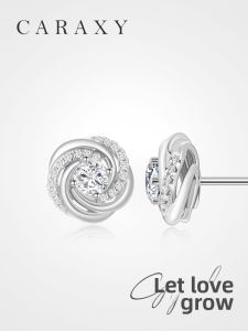 CARAXY | Sparkling Platinum Lab-Grown Diamond Earrings