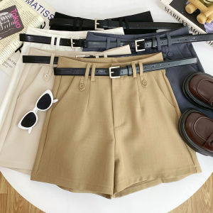 Quần Ống Rộng Cạp Cao Mùa Hè Cho Nữ Quần Short Công Sở Đa Năng Có Dây Đeo Quần Short Ống Rộng Phong Cách Hàn Quốc